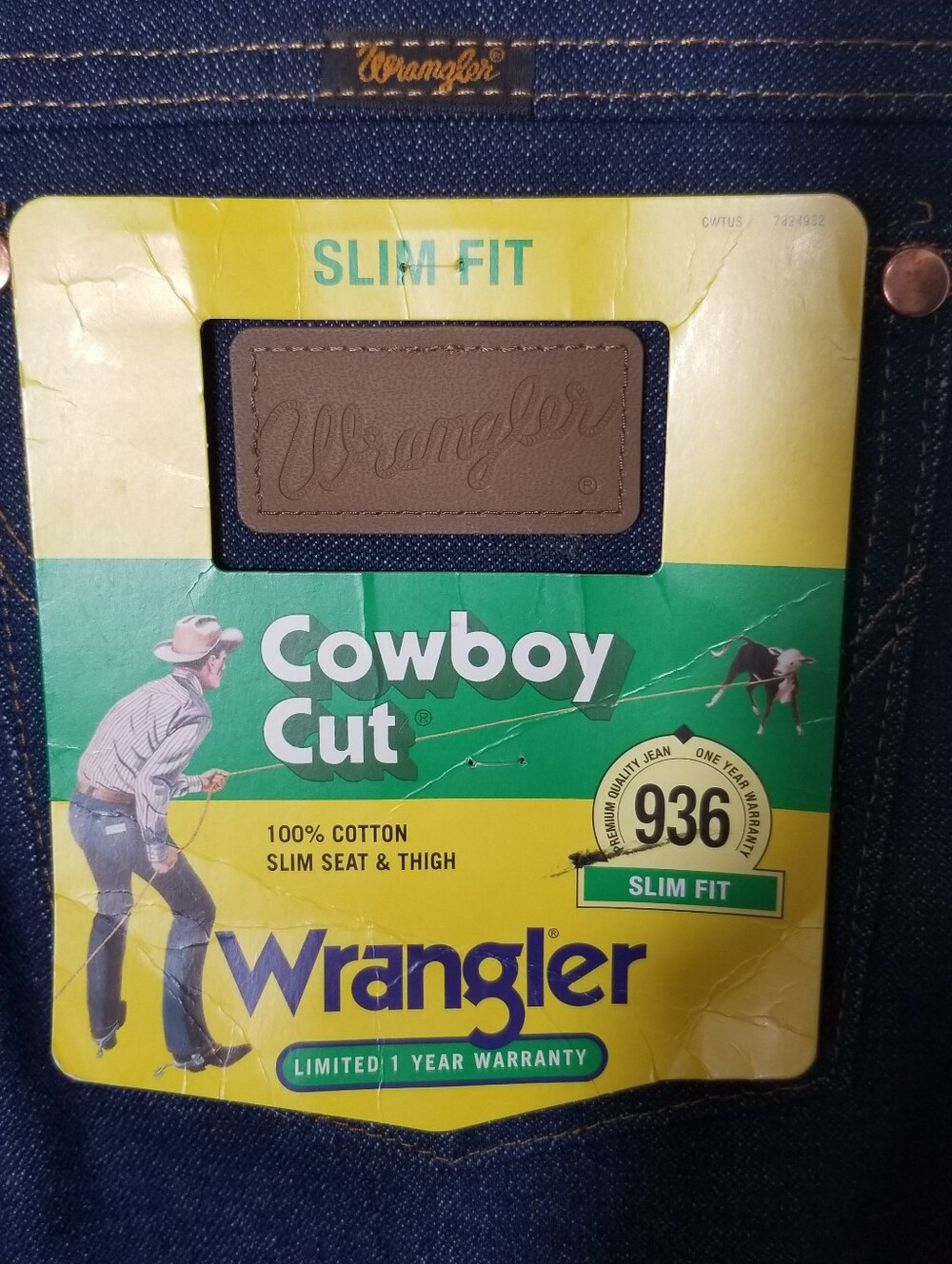 Wrangler Cowboy Cut 936 Slim Fit Jeans Men's 31x34  Blue Denim Boot Cut Cotton